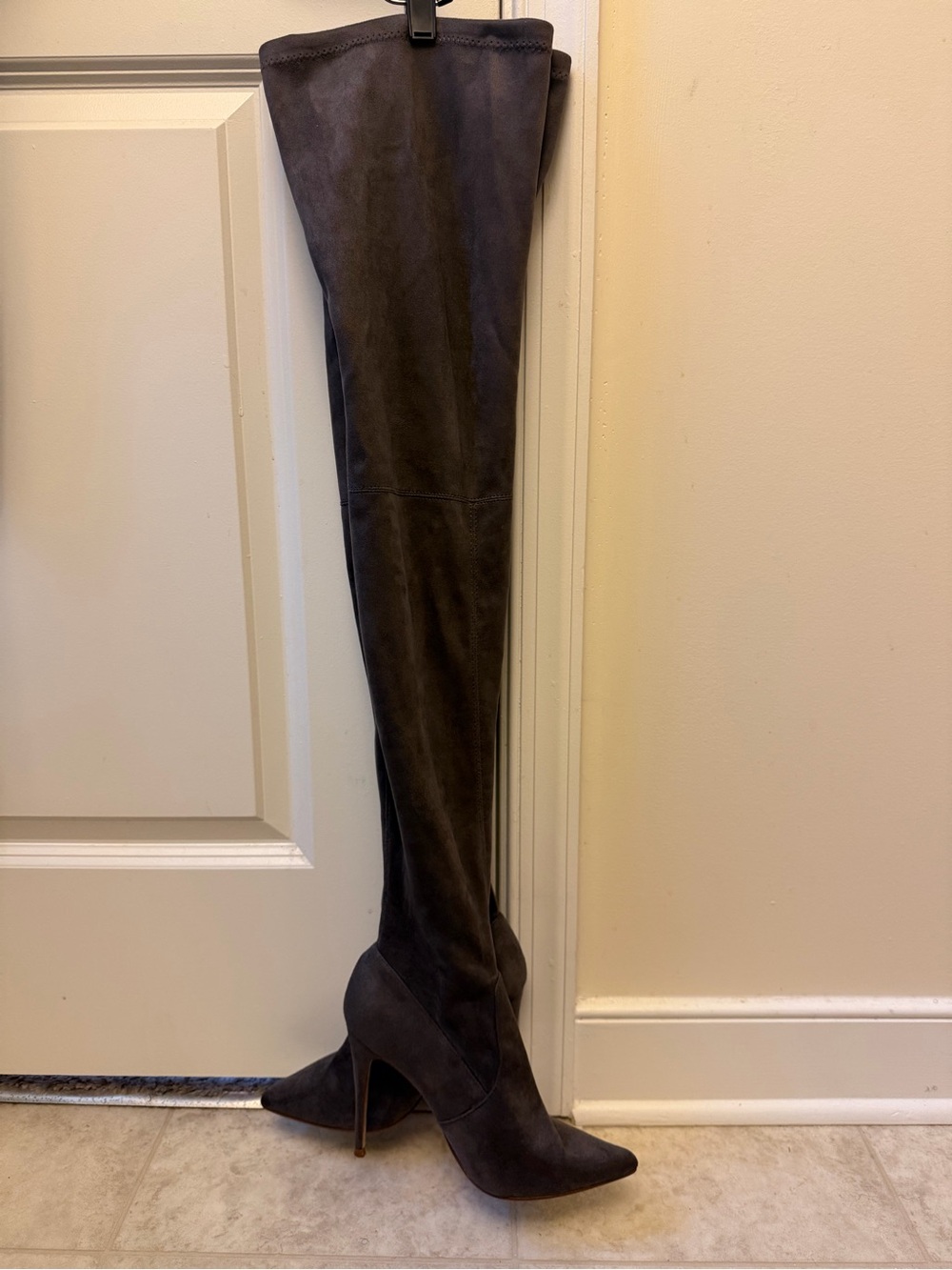 Steve Madden Dark Gray Over-the-Knee Stiletto Boots